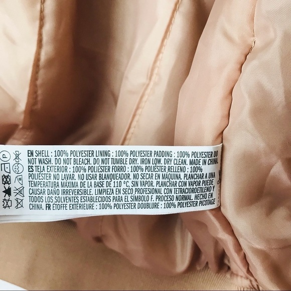 Forever 21 Women’s Varsity Tan Zip Up Puffer Bomber Jacket - Picture 8 of 8